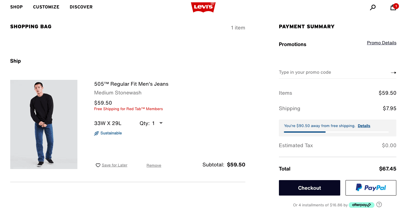 levis afterpay